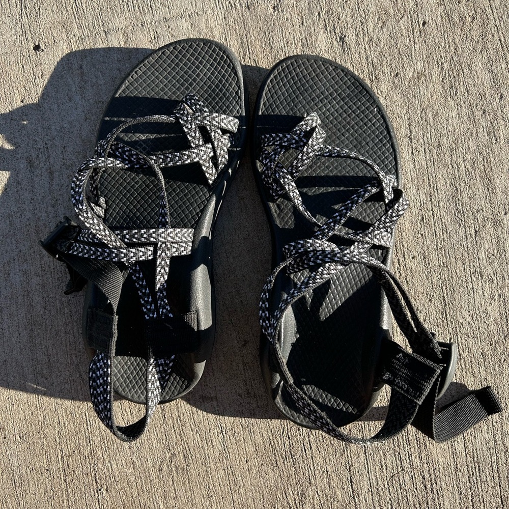 Chaco Black and White Strappy Sandals